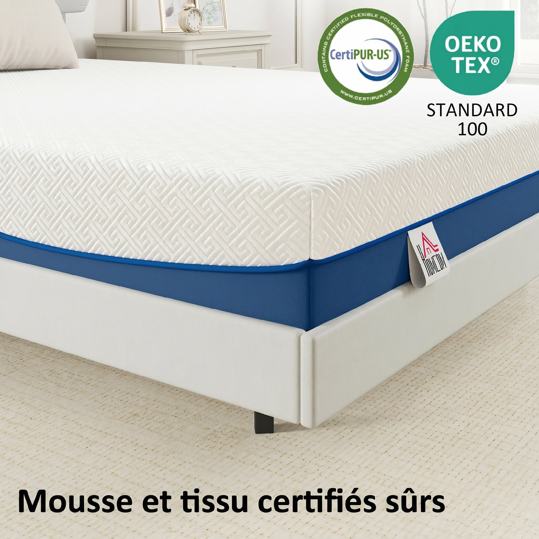 Matelas 140x190cm, matelas 2 personnes, mousse à mémoire de forme au thé vert, housse amovible lavable, fermeté moyenne