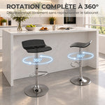 Lote de 2 taburetes de bar de diseño contemporáneo, giratorios 360°, de altura regulable, con reposapiés, 39x39x67-87 cm, negros