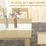 Table de salle à manger pour 6 personnes en bois aspect naturel et blanc, dim. 140L x 90l x 75H cm