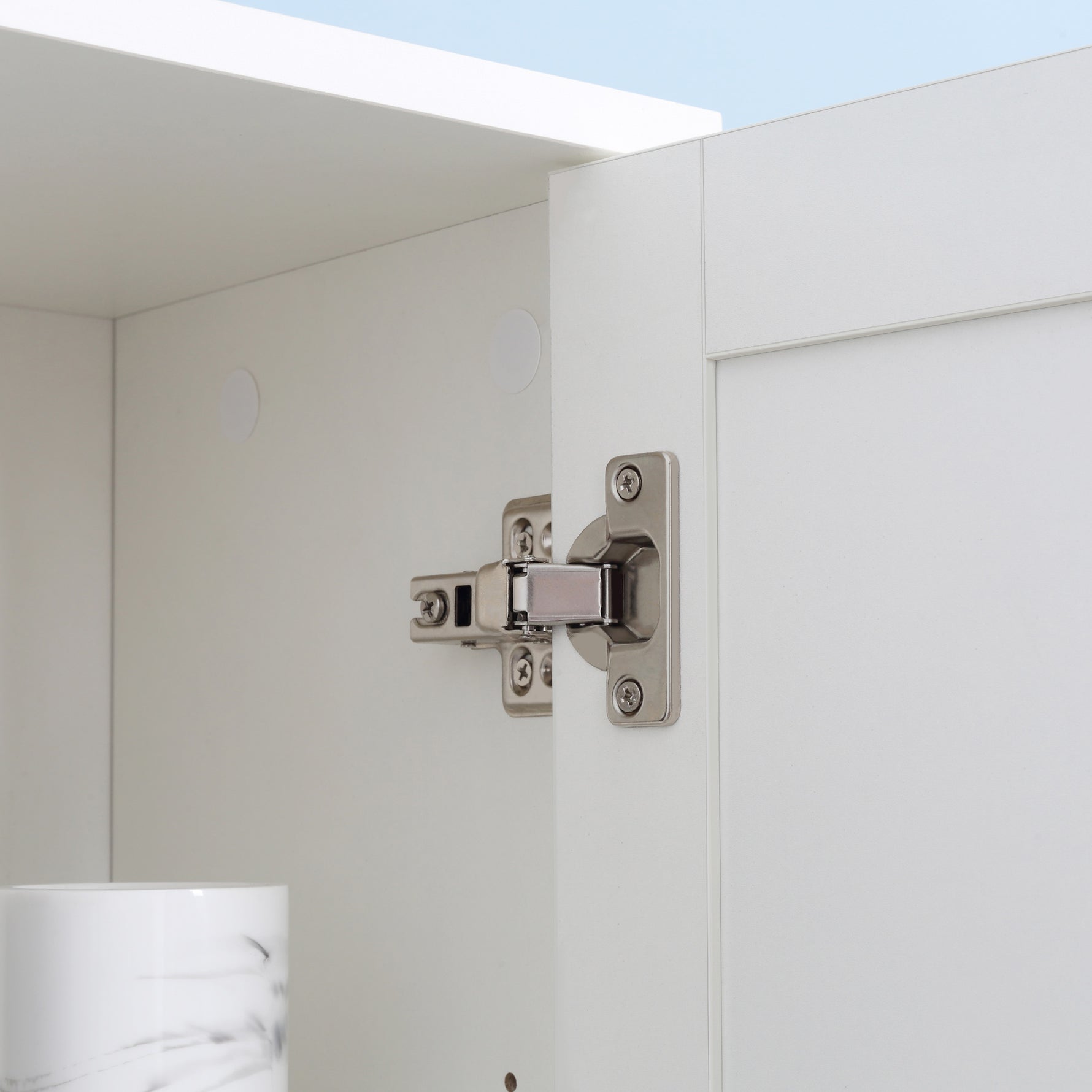 Armoire salle de bain haute, meuble de rangement colonne avec miroir, 2 portes, étagères réglables, 30x28x170cm, blanc