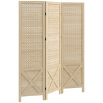 Paravent intérieur en bois 3 panneaux séparateur de pièce pliable panneau perforé 114 x 1,7 x 144,5 cm bois naturel