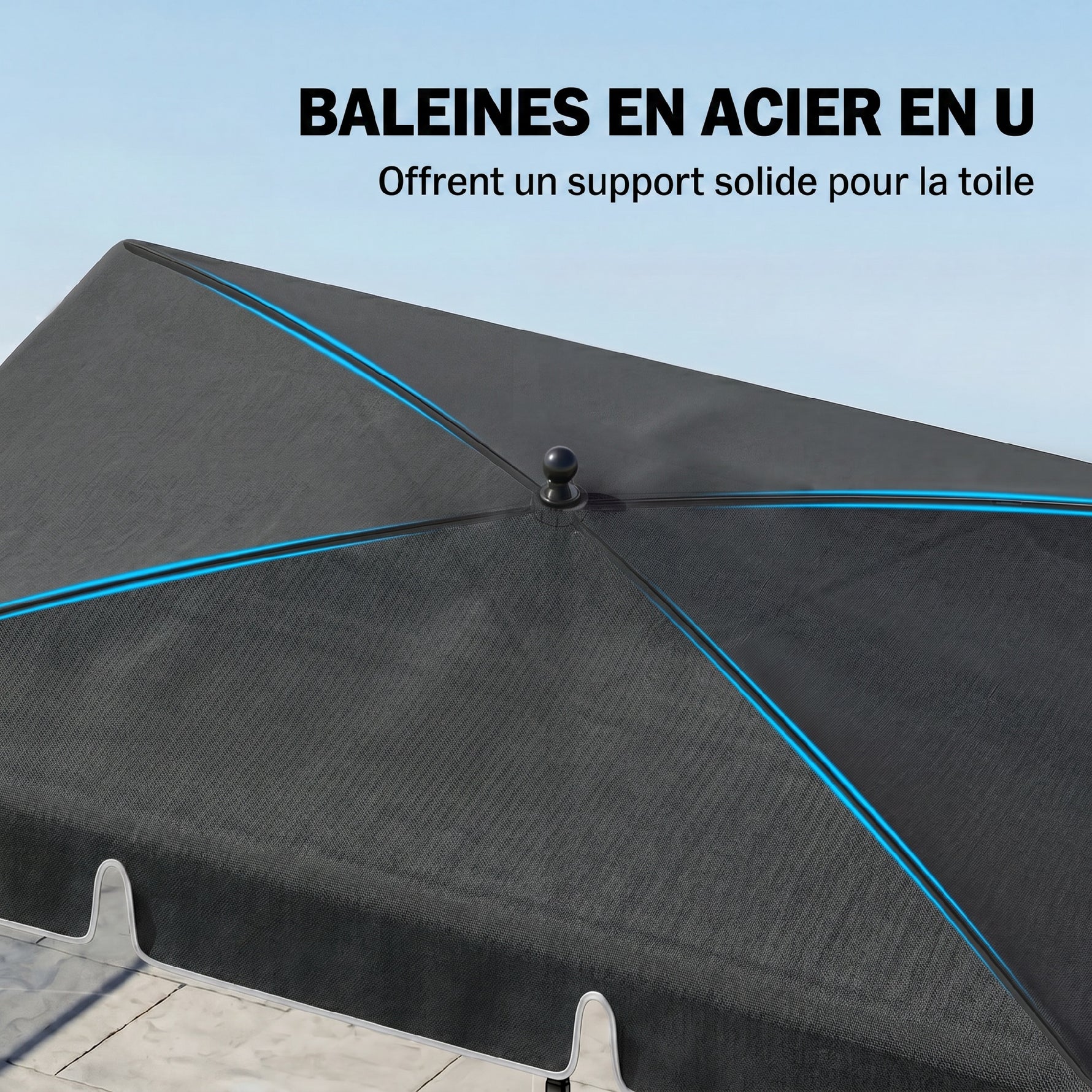 Parasol de jardin Parasol droit rectangulaire inclinable alu métal polyester haute densité 2 x 1,3 m gris