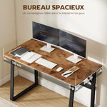 Bureau d'Ordinateur 120 cm, Bureau Simple, Pieds Réglables, pour Petit Espace, Travail à Domicile, Étude, Brun Rustique