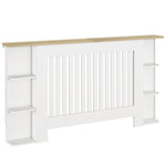 Cache-radiateur avec étagères de rangement ouvertes, couvercle de radiateur en bois à lattes, 152x19x83cm, blanc