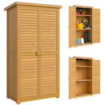 Armoire de jardin remise pour outils en bois 2 étagères toit bitumé portes persiennes 87 x 47 x 160 naturel