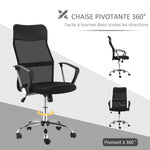 Lot de 2 fauteuils de bureau manager dossier ergonomique hauteur assise réglable pivotant tissu maille noir