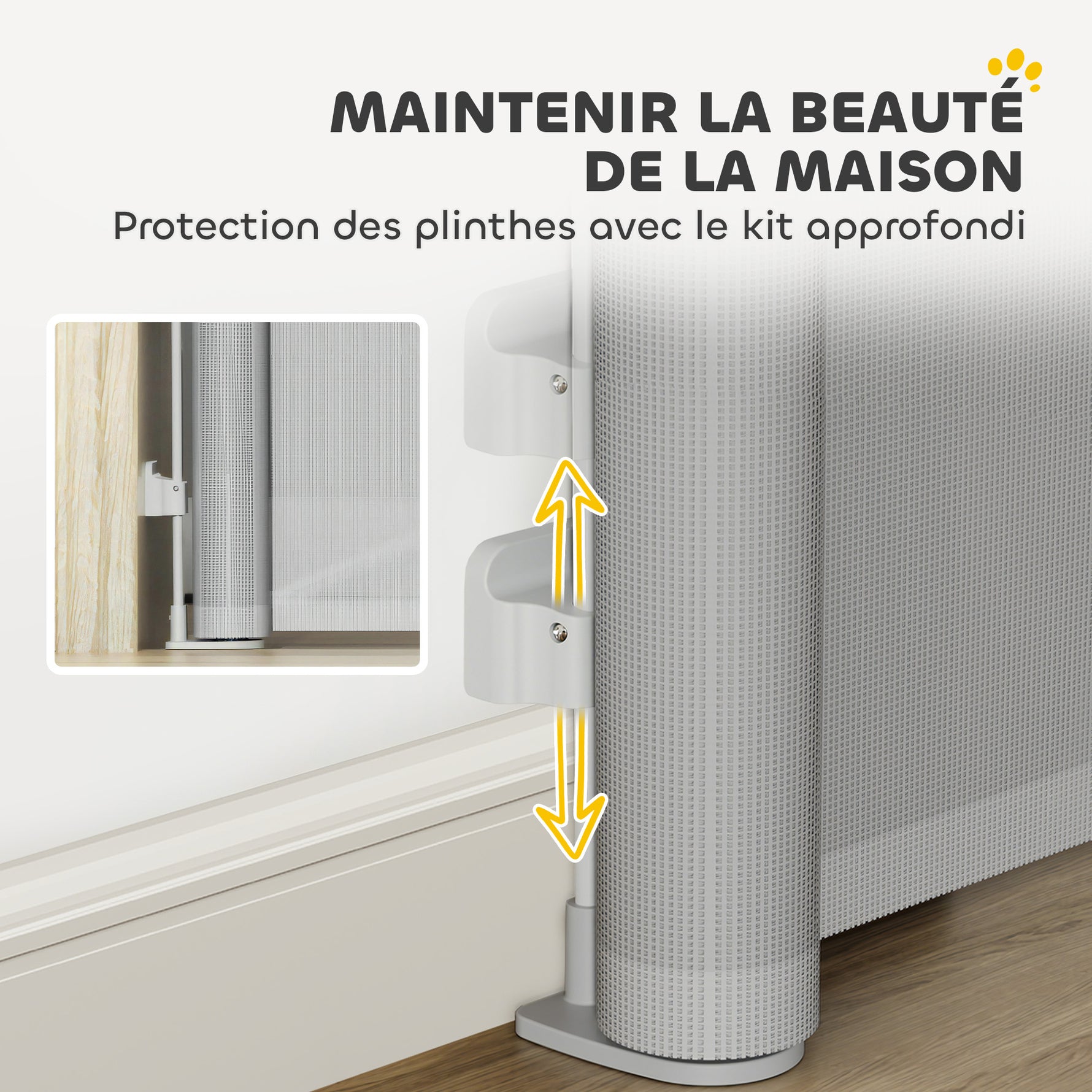 Barrière rétractable pour chien largeur 149 cm verrouillage automatique - gris