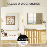 Miroir mural rectangulaire 80 x 60 cm, cadre en bois naturel, idéal pour la salle de bain, salon ou chambre