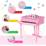 Kinder-Flügel aus Holz Kinderklavier 30 Tasten - inkl. Hocker und Notenständer - Musikinstrument - MDF rosa
