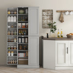 Credenza da cucina con armadietti, ripiano regolabile e portaspezie, 60 x 35 x 166 cm, grigio