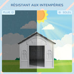 Niche pour Chien Extérieur pour Chiens Moyens et Grands, Maison pour Chien en PP Imperméable avec Toit en Pente, Porte Avant Ouverte et Ouverture d'Aération au-Dessus, 65 x 75,7 x 63 cm, Gris