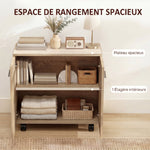 Meuble de Rangement Buffet bas sur roulettes avec 2 Portes étagère Interne 60 x 35 x 65 cm bois naturel
