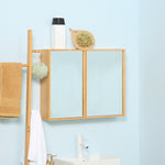Armoire murale de salle de bain avec miroirs et 2 portes en bambou 65,2 x 14 x 50 cm
