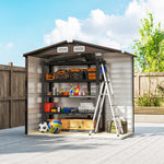 Abri de jardin 2,36 m², cabane de jardin exterieur en acier galvanisé facile à monter, 213x120x194cm chêne