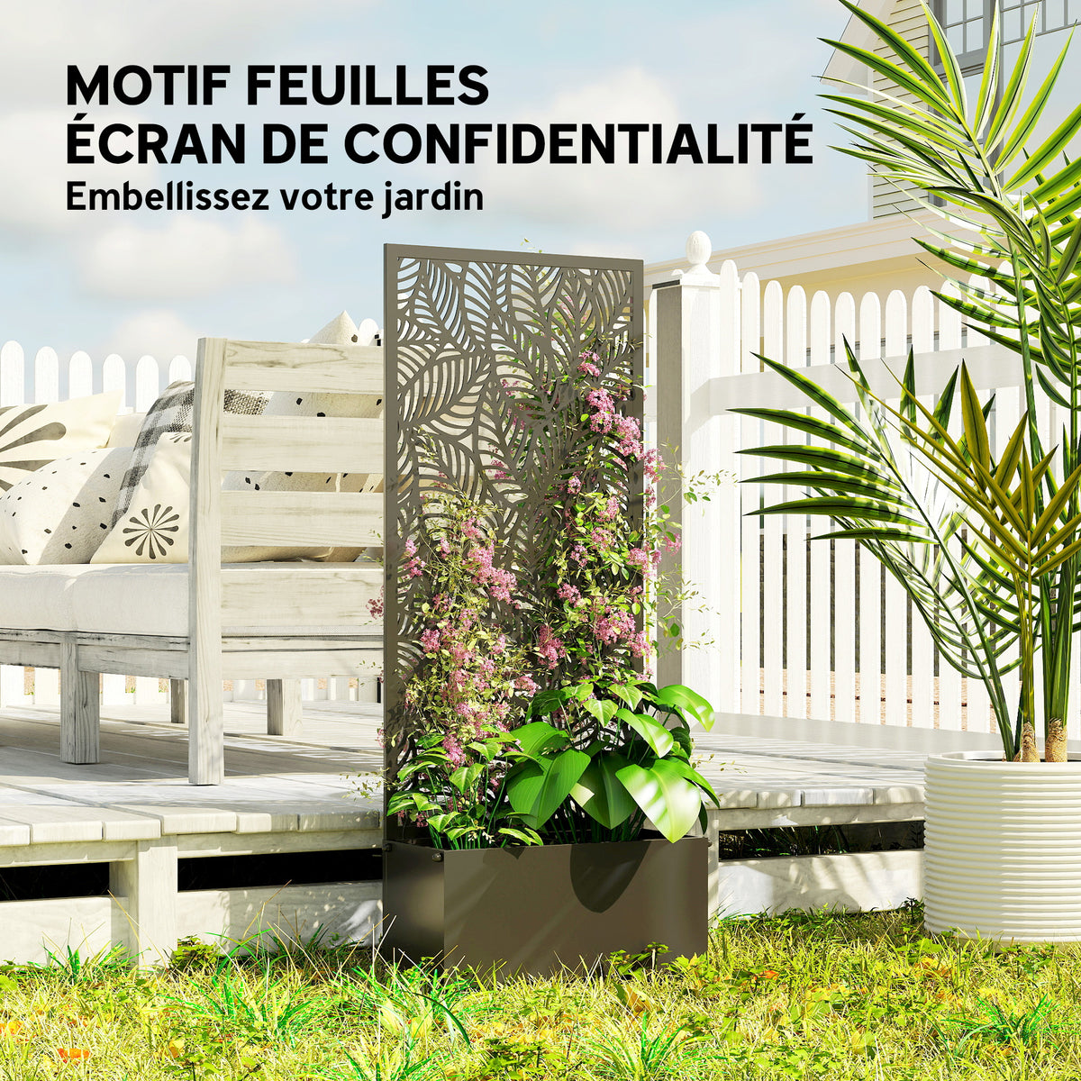 Jardinière avec treillis, bac à fleurs, avec brise-vue, pour plantes grimpantes, métal, 45 x 21,5 x 110 cm, noir-4