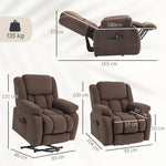 Fauteuil releveur électrique, fauteuil relax électrique avec fonction massage et chauffage, 93 x 104 x 100 cm, marron