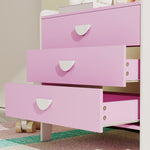 Commode pour enfants, commode rangement 3 tiroirs pour chambre d'enfant, crèche, salle de jeux, 60 x 40 x 60 cm, rose