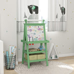 3-in-1 children's easel with magnetic whiteboard, chalkboard, paper roll, 2 baskets, 3-6 years, green