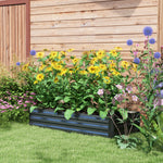Jardinière rectangulaire potager de jardin bac à fleurs en acier avec bordure de sécurité et fond ouvert noir