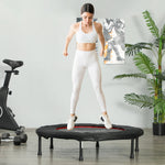 Trampolino fitness, Ø 102 cm, trampolino per esercizi, piedini antiscivolo, telaio in acciaio, portata 100 kg, rosso