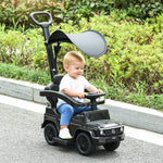 Kinder-Rutschauto, voll ausgestattet, 12-36 Monate, mit Hupe, Fußstützen, Sicherheitsbügel und Sonnenschutz, Schwarz
