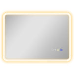 Miroir salle de bain LED bluetooth 50 x 70 cm interrupteur tactile lumière réglable 3 couleurs anti-buée mémoire argent