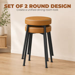 Lot de 2 chaises de salle à manger rondes, chaises de cuisine empilables avec assise rembourrée en PU, marron et noir