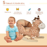 Jouet à Bascule modèle girafon Ceinture de sécurité Fonction Musicale 32 Pistes pour Enfant 18+Mois Marron Beige