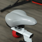 Vélo d'appartement silencieux avec selle et résistance réglables, moniteur LCD, support de tablette, blanc