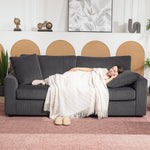 Sofá de 3 plazas de 212 cm con 2 cojines de muelles, tejido de pana, para salón, dormitorio, oficina en casa, gris oscuro