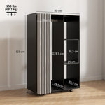 Armoire penderie vêtement dressing mobile 4 roulettes tringle à vêtements et étagères ouvertes 80 x 40 x 128 cm noir