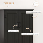 Buffet de cuisine armoire de cuisine contemporaine multi-rangements 2 placards 3 étagères 60 x 30 x 123 cm noir