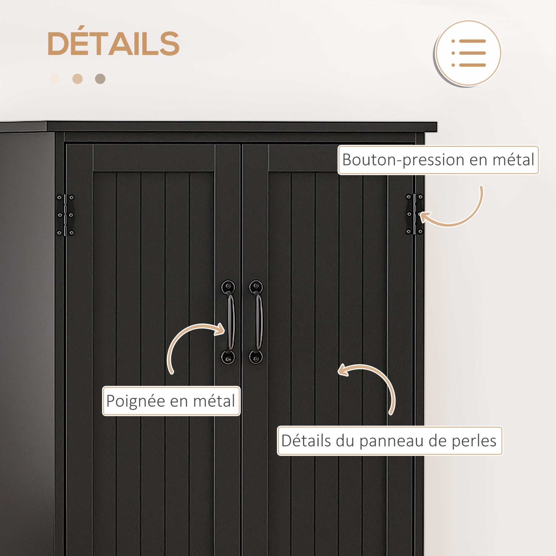 Buffet de cuisine armoire de cuisine contemporaine multi-rangements 2 placards 3 étagères 60 x 30 x 123 cm noir