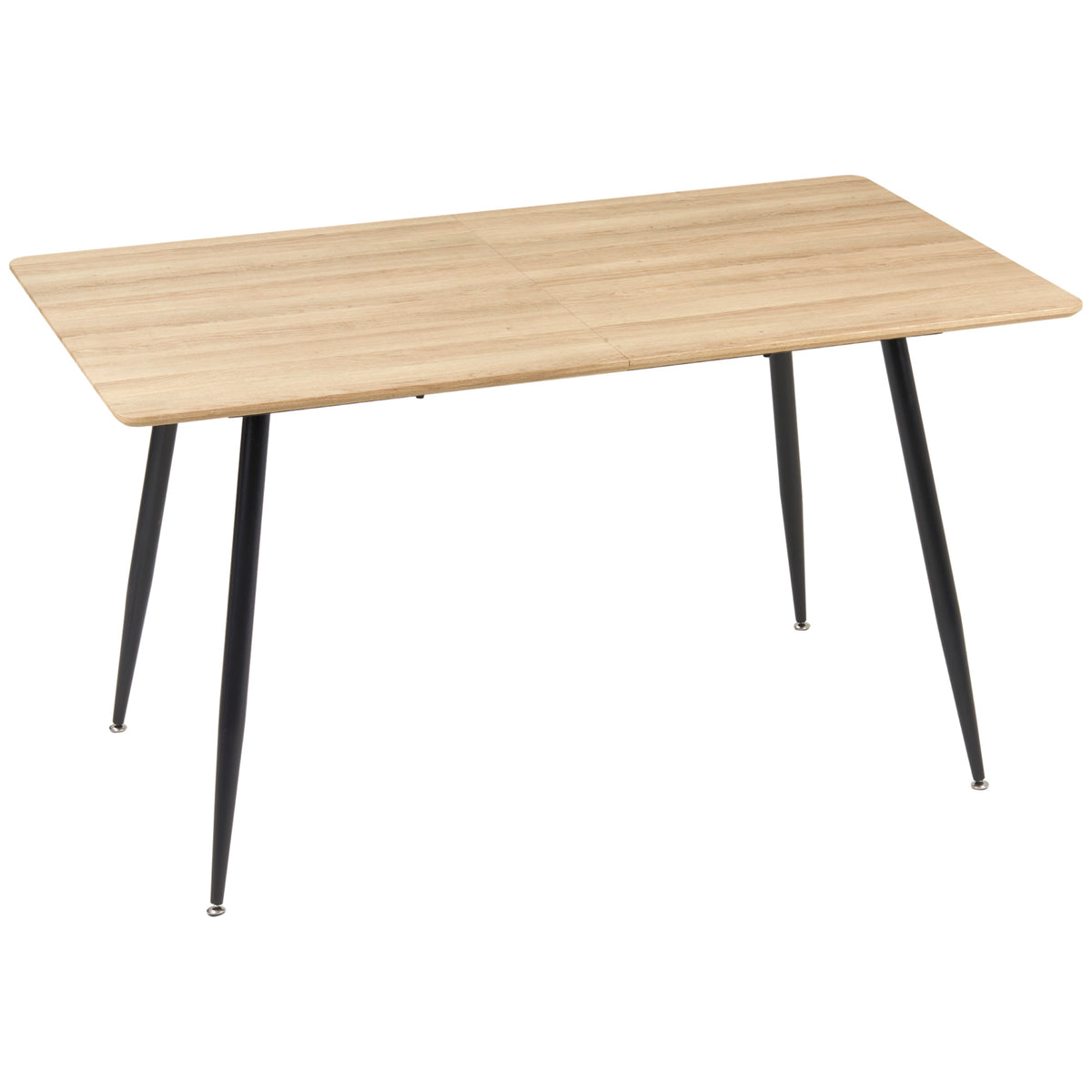 Table à manger 4 personnes rectangulaire avec plateau effet bois et 4 pieds en acier 140 x 80 x 76 cm noir