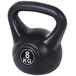 Kettlebell 8 kg, haltère avec poignée ergonomique, haltère à boule, musculation, entraînement, 22 x 17 x 24 cm noir
