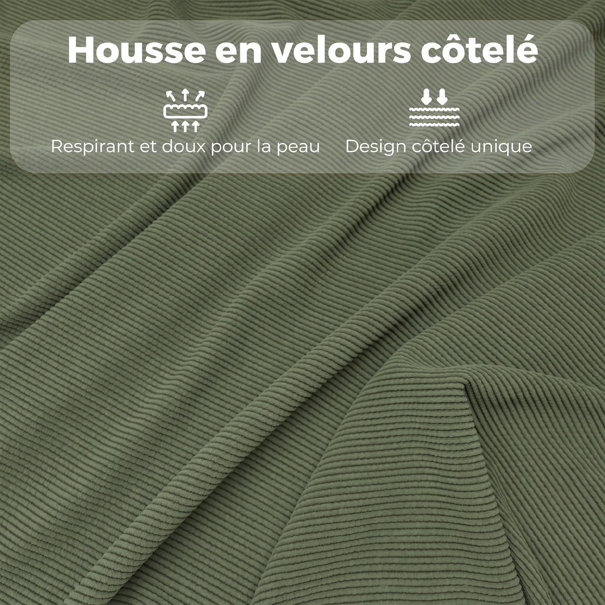 Lot de 2 chaises pliantes chaises de salle à manger portables avec assises et dossiers rembourrés en velours côtelé vert