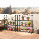 2er-Set Pflanzenregale mit 4 Ebenen für Innen und Außen, Metallhalter für Pflanzen, 90 x 28 x 104 cm, Grün