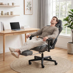Ergonomische gamestoel, gamerfauteuil met 3D-armleuningen, kantelbare rugleuning, in hoogte verstelbaar, 72x76x132cm, grijs