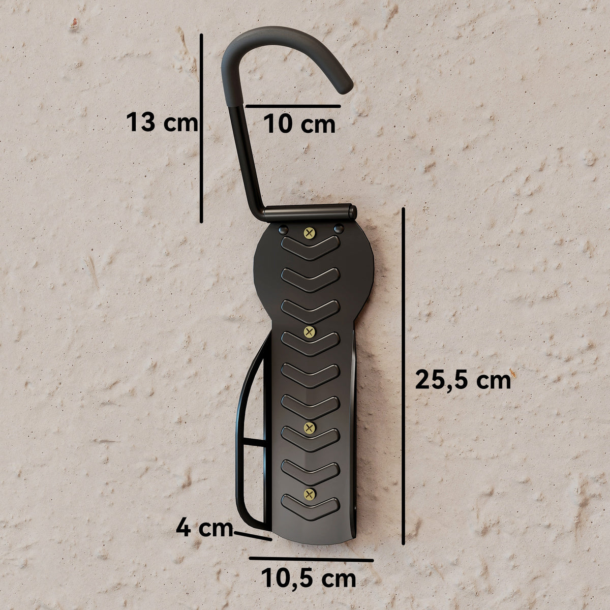 Lot de 4 support de vélo mural crochet de mur pour cintre de vélo pour intérieur et extérieur 25,5 x 10,5 x 4 cm noir