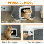 Tour pour chat 4 niveaux, arbre à chat stable boules de jeu plateforme supérieure bord en peluche, 41x 41 x 100 cm, gris