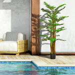 Palmier Artificiel H.1,85 m Arbre Artificiel Tronc Branches Lichen Feuilles Grand réalisme Pot Inclus