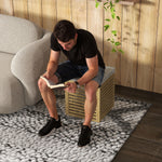 Coffre de rangement tabouret de rangement 54.76 L design lamellé cadre en bambou naturel 40 x 40 x 47 cm bois naturel
