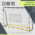 Filet de rebond de football, 184L x 123H cm, rebondisseur de football, 5 angles réglables de 60° à 90°,  jaune et noir