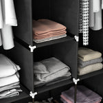 Armoire penderie multi-rangement - 8 étagères, 2 barres - non tissé noir