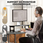 Bureau d'angle modulable réversible 168-240 cm style industriel - étagère réglable, sac de rangement, support d'écran