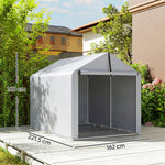 Abri de jardin tente de stockage imperméable abri moto porte enroulable, pour vélo moto 162 x 221,5 x 163 cm, gris clair