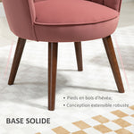 Fauteuil Coquillage Fauteuil de Salon Chambre avec Dossier et Coussin Aspect Velours Pieds en Bois hévéa 66L x