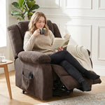 Fauteuil Releveur Électrique, Fauteuil Relax Électrique en Velours, Dossier Inclinable, Assise Large, Port USB, Marron