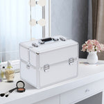 Mallette maquillage valise maquillage à 3 niveaux, boîte de cosmétiques avec clés, 36,5 x 24 x 29 cm, argent
