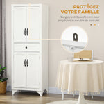 Credenza alta mobile da cucina 4 ante 2 scomparti e 1 cassetto centrale altezza 170 cm con ripiano regolabile bianco